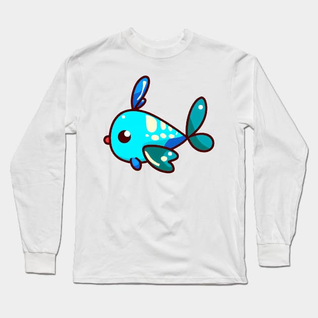 Cute Blue Glowing Fish Long Sleeve T-Shirt by egul